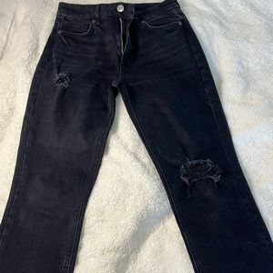 Zara Boyfriend Straight leg Distressed Black Jeans